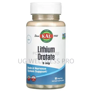 KAL, Lithium Orotate, 5 Mg, 60 Vegcaps for Brain Support