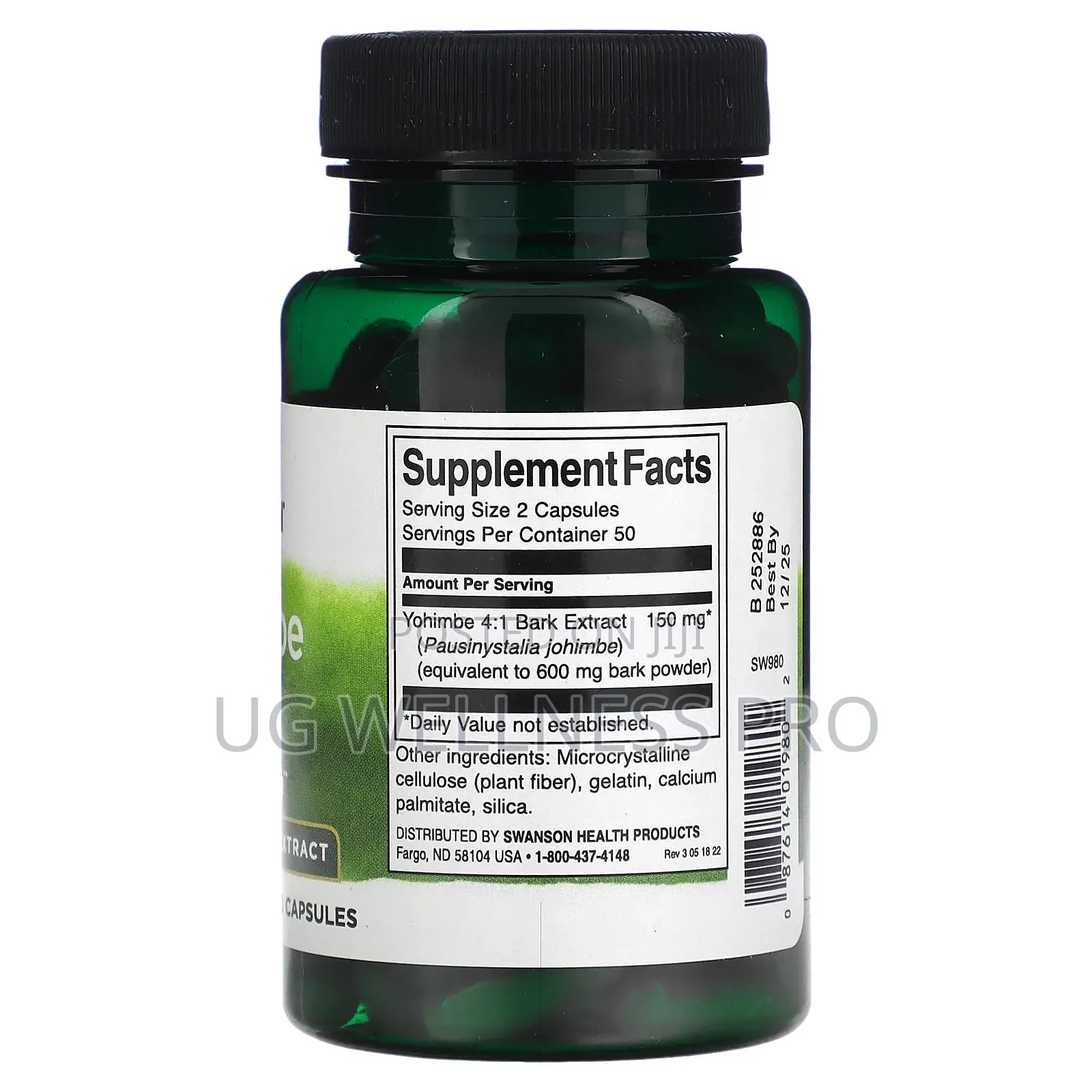Swanson, Yohimbe Bark, 75 Mg, 100 Capsules