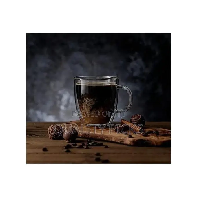 6 Piece Double Wall Glass Coffee Mugs Set With Handle