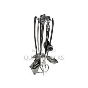 Long Dinner Serving Utensils/Spoons With Stand, 7pcs