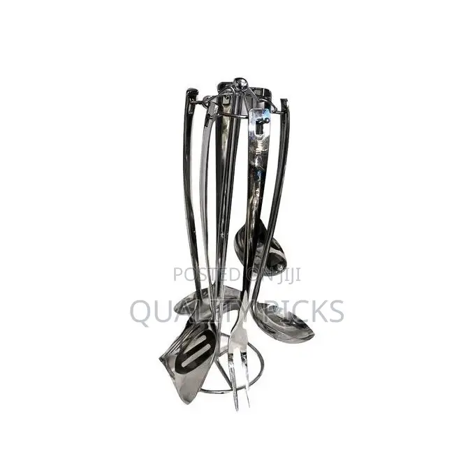 Long Dinner Serving Utensils/Spoons With Stand, 7pcs