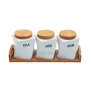 Ceramic Twisted Tea Coffee Sugar 3 Canisters Set