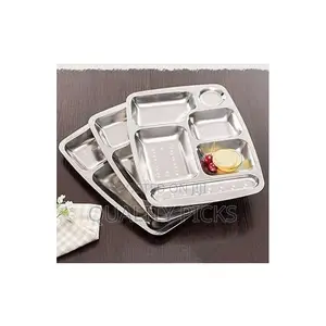 Stainless Steel Rectangle 6 In1 Component Dinner Plate Tray