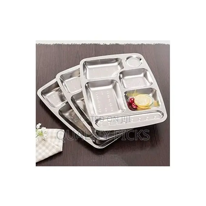 Stainless Steel Rectangle 6 In1 Component Dinner Plate Tray