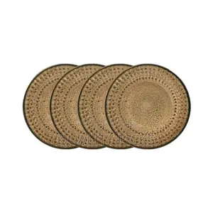 6-Piece Dotted Stoneware Dinner Plates Set, Service for 6