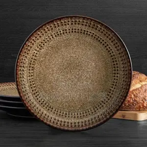 6-Piece Dotted Stoneware Dinner Plates Set, Service for 6