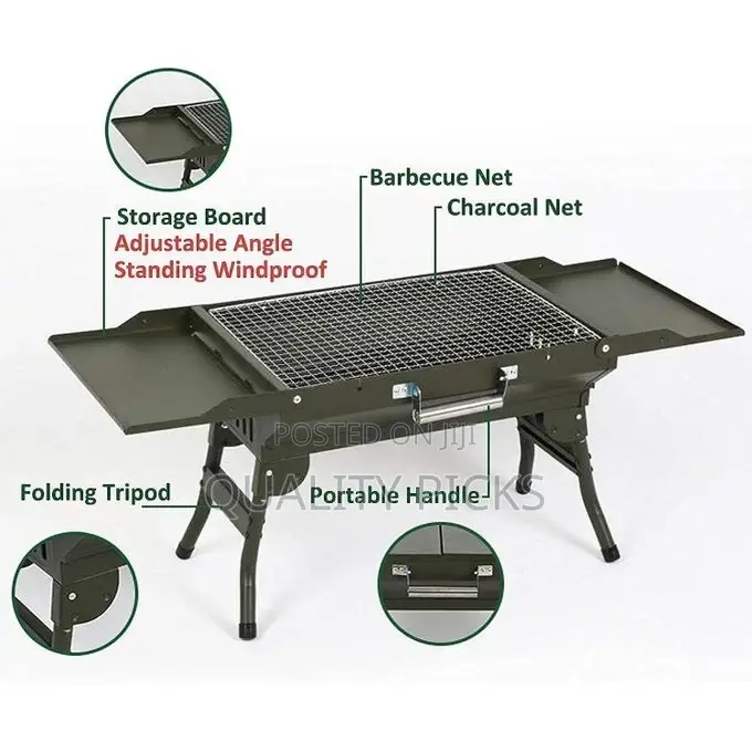 Portable Briefcase Charcoal Barbecue Grill Foldable