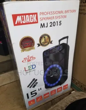15" Amplified Public Address Speaker Rechargeable - Black