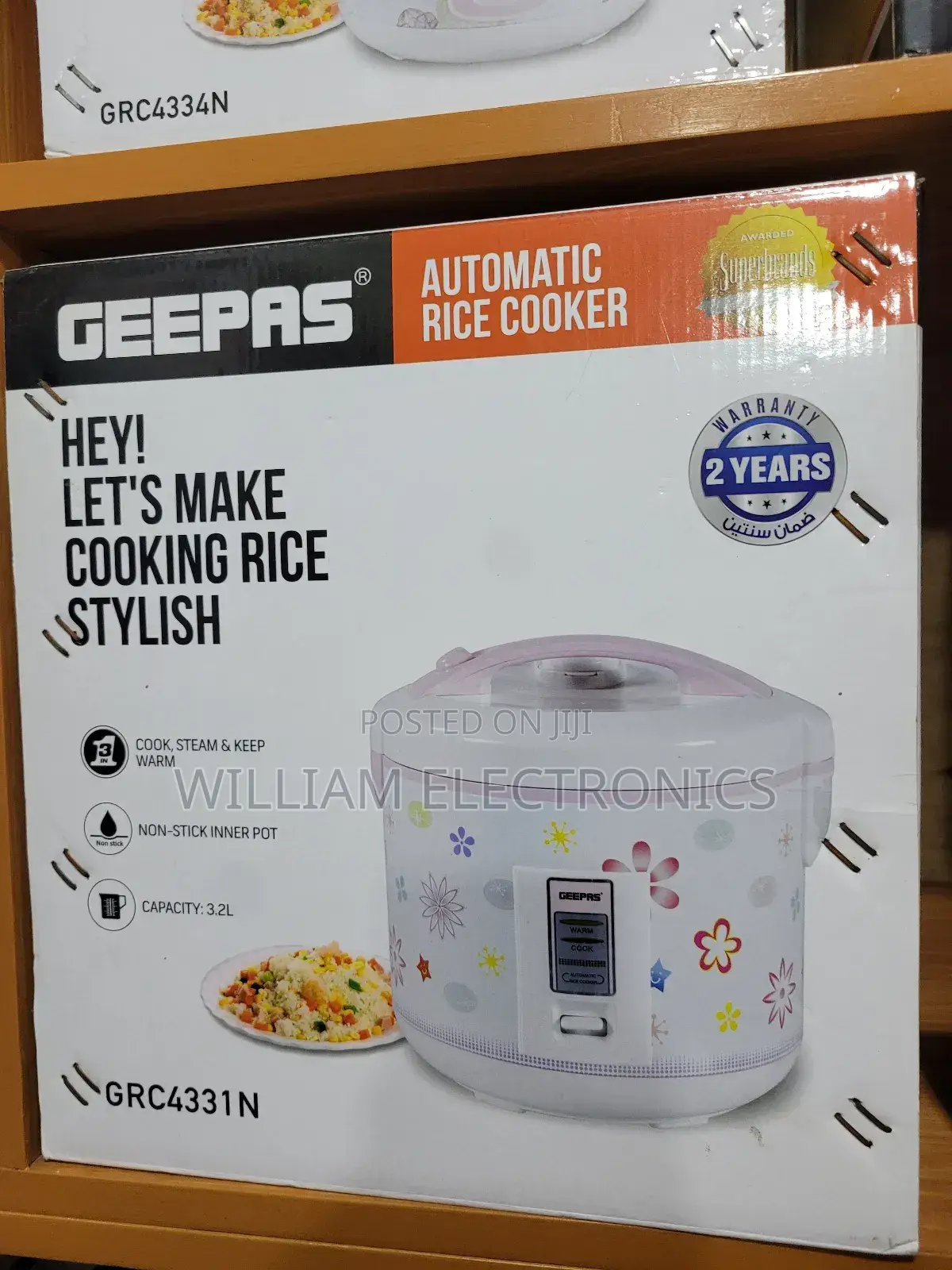 Geepas 3.2L Rice Cooker/Grc4331n-White