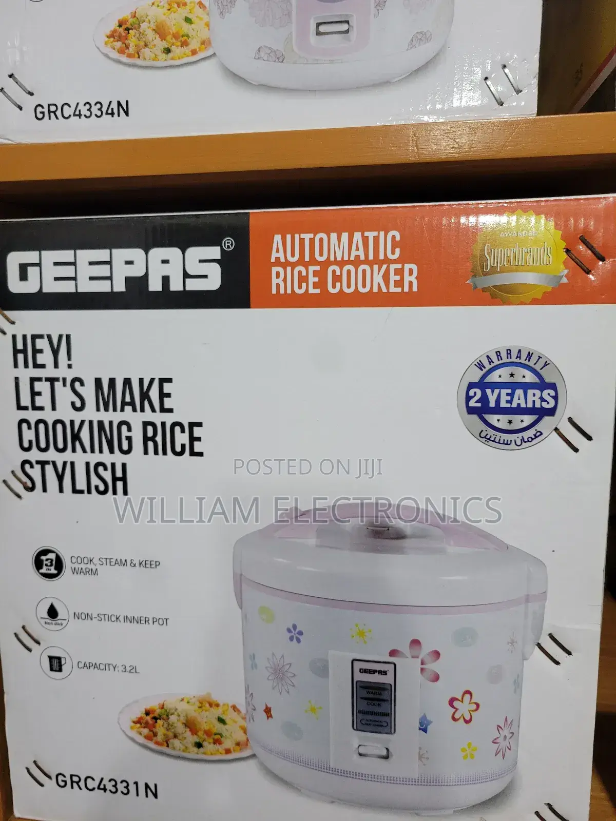 3.2L Geepas Rice Cooker With Steamer/1250w