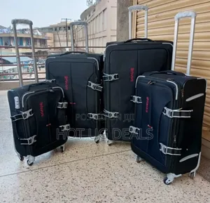 4pcs Strong Fabric Cloth Travel Suitcases - Black
