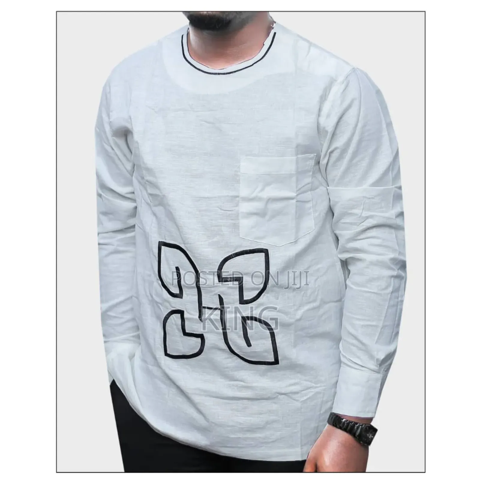 Kitengi African Wear Shirt. White Kaftan