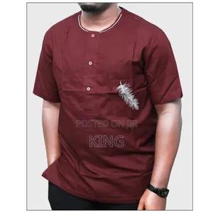 Kitengi African Wear Shirt. Maroon Kaftan
