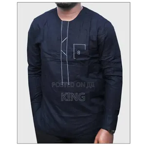 Kitengi African Wear Shirt. Navy Blue Kaftan