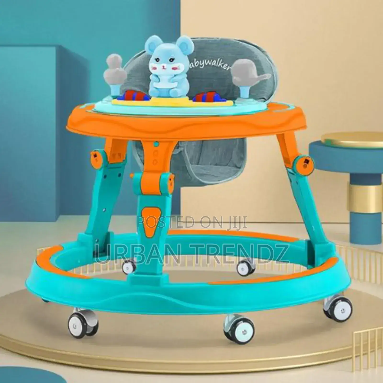 Baby Walker Adjustable Height, Multi-Function Anti-Rollover