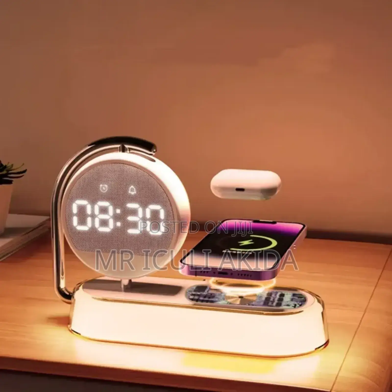 Smart Wireless Charger With Digital Night Light Alarm Clock