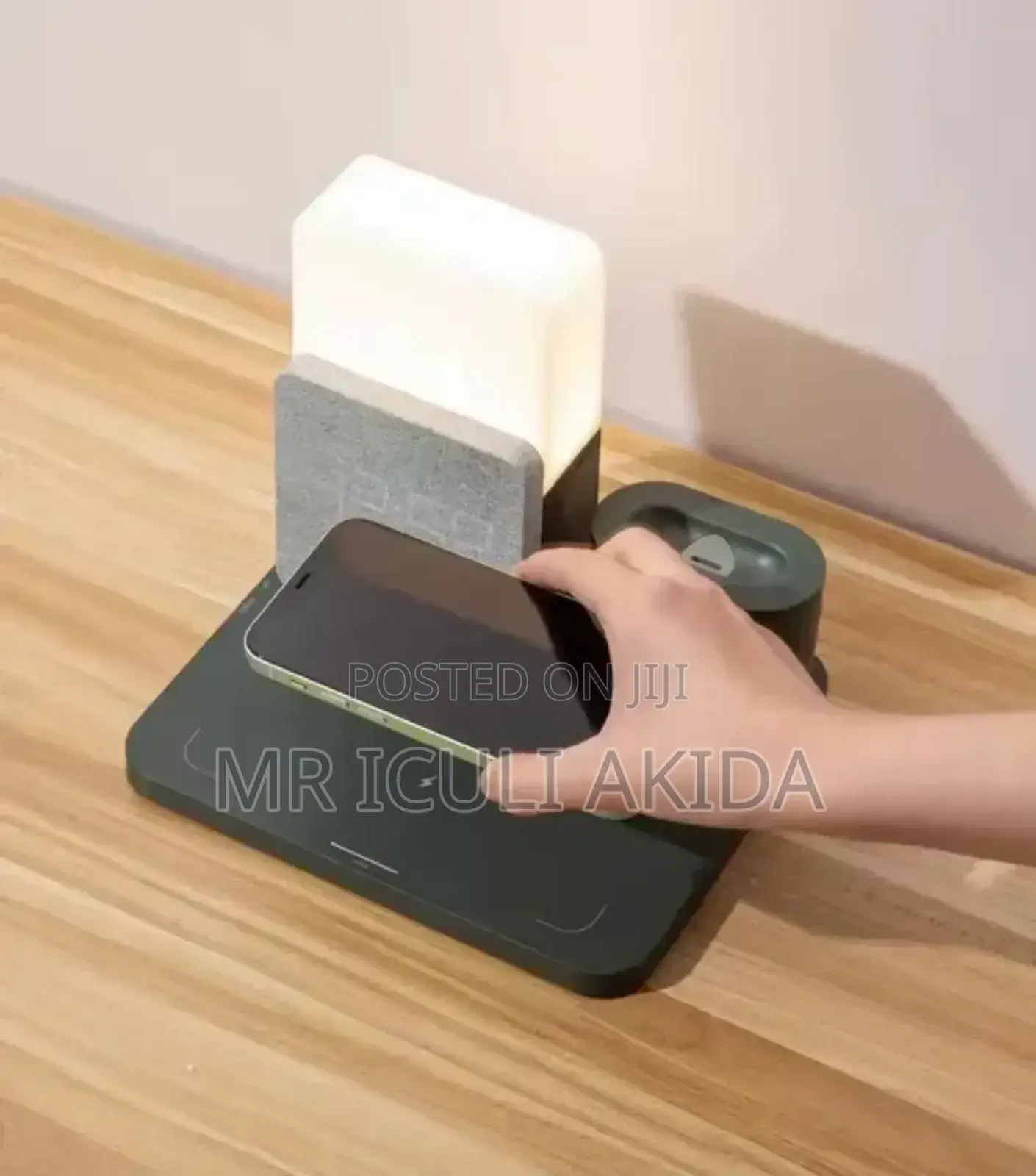 Wireless Charger WTH Digital Alarm Clock Warm Night Light
