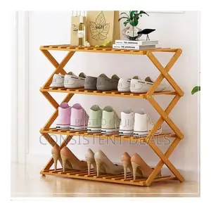 4 Later Wooden Foldable Shoe Rack