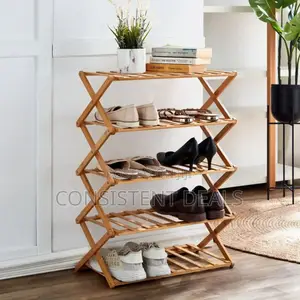 5 Layer Wooden Foldable Shoe Rack