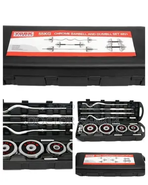 Chrome Barbell and Dumbbell Set 4-in-1
