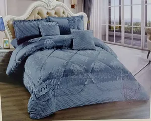 King Size Velvet Bedcover 6 PCS Blue