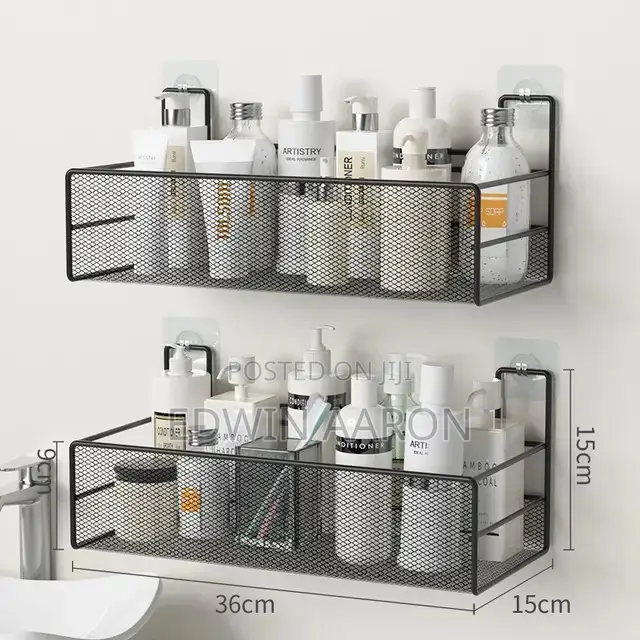2pcs Bathroom Shelves Organizer/Black