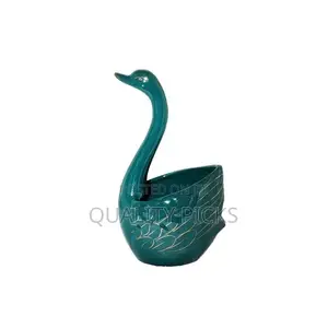 Ceramic Swan Fork, Spoon Cutlery Stand Holder - Green