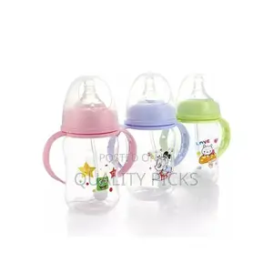 240ml Milk Glass Baby Feeding Bottle - Multi-Colours.