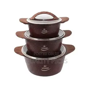 Life Smile Granite Induction Cookware Set, 20-24-28 Cm