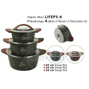 Life Smile Granite Induction Cookware Set, 20-24-28 Cm