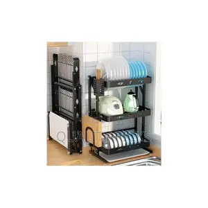 Foldable Kitchen Three-Layer Storage Box Dish Rack