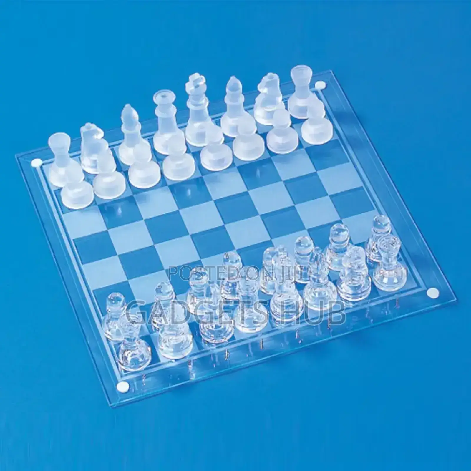 Solid Glass Chess With Checker Board, Matte And
Clear Glass