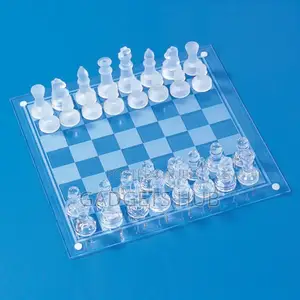 Solid Glass Chess With Checker Board, Matte And
Clear Glass