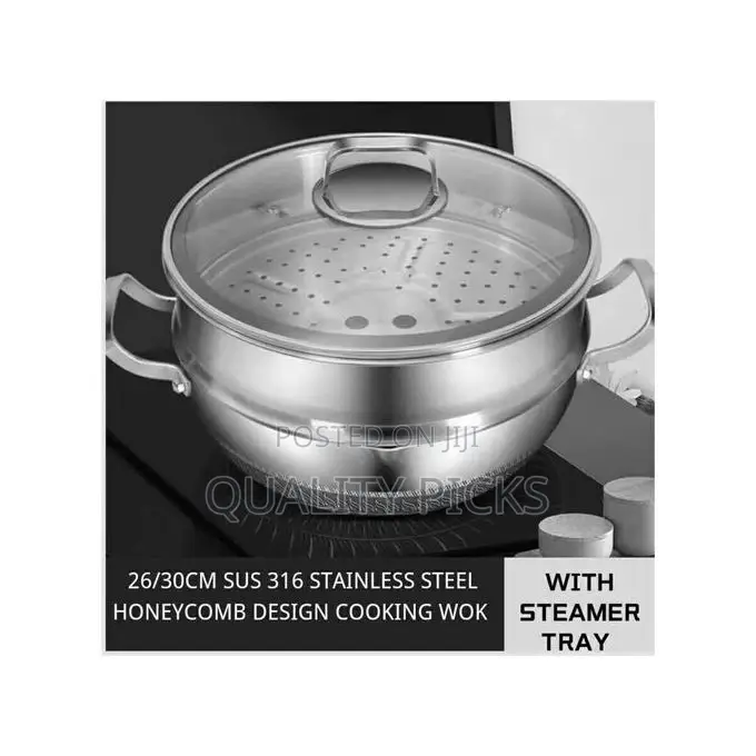 34cm Non-Stick Steamer Induction Wok Cookware Saucepan Pot