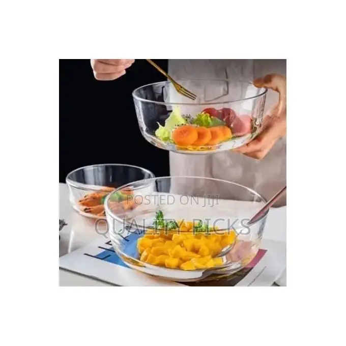 2 Piece Style Transparent Glass Bowl Set Fruit Dishes