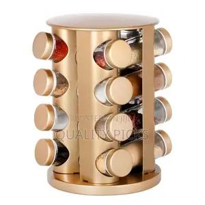 Countertop Glass Rotating Spice Rack 16 Spice Jars Organizer