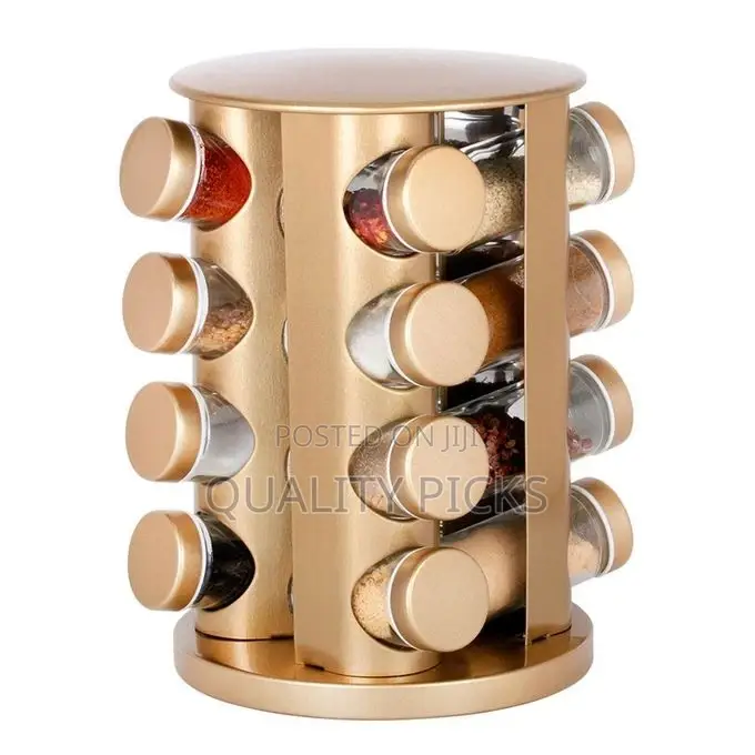 Countertop Glass Rotating Spice Rack 16 Spice Jars Organizer