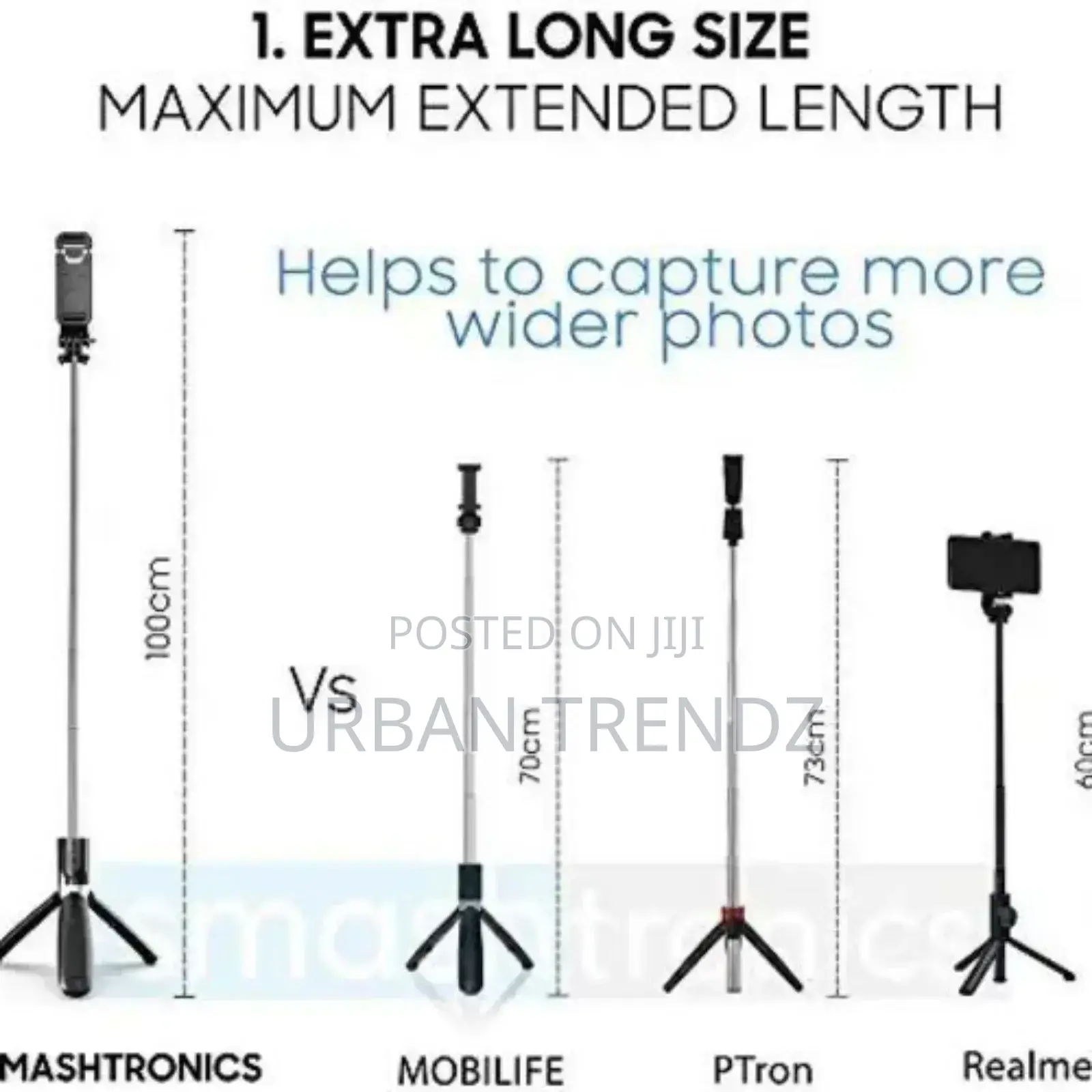 4 In1 Wireless Selfie Stick With Bluetooth Remote and Mobile