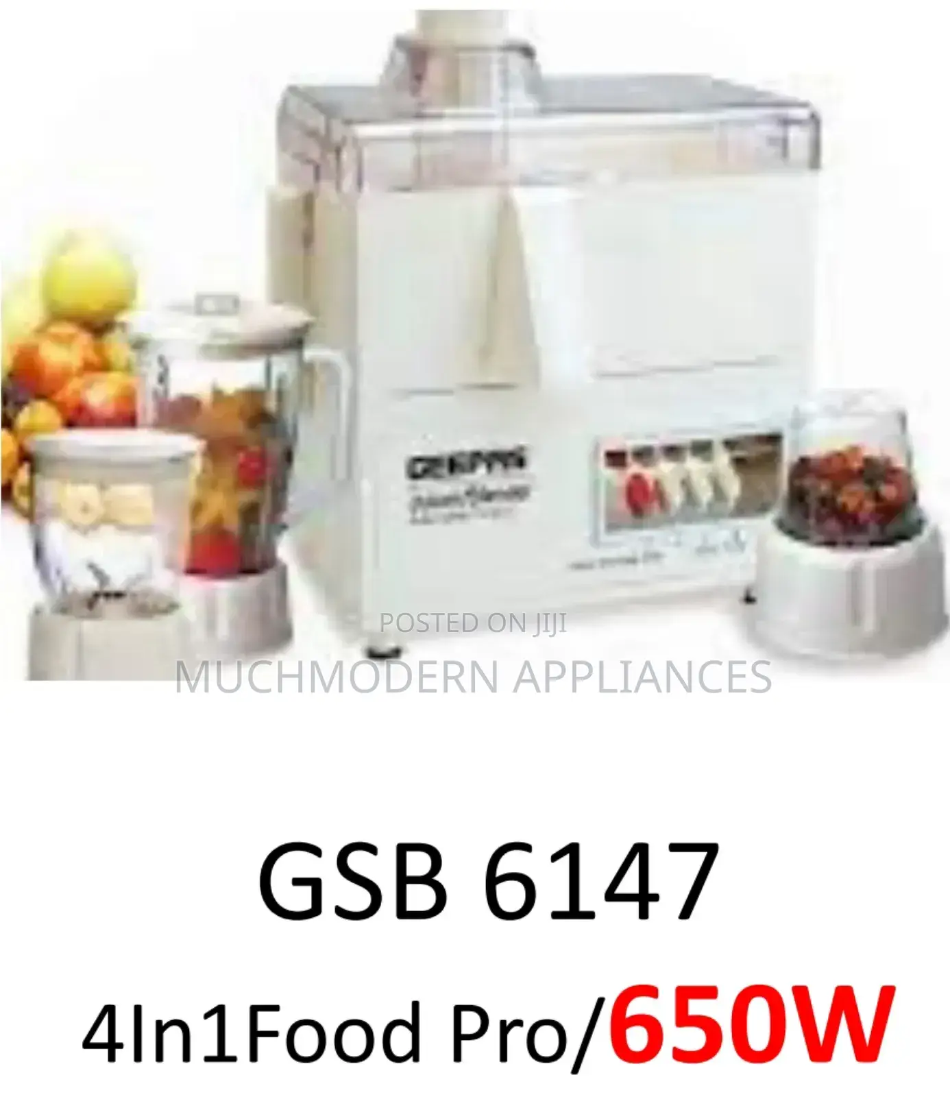 Geepas Food Processor GSB 6147
4in1food Pro/650w