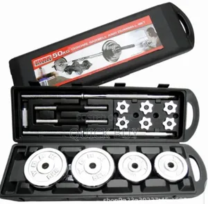 Reinforced YORK 50kg Chrome Adjustable Dumbbell Barbell Set