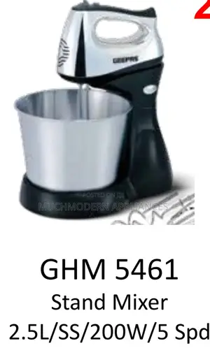 Geepas Stand Mixer GHM 5461
2.5l/Stainleds Steel/200w/5 SPD