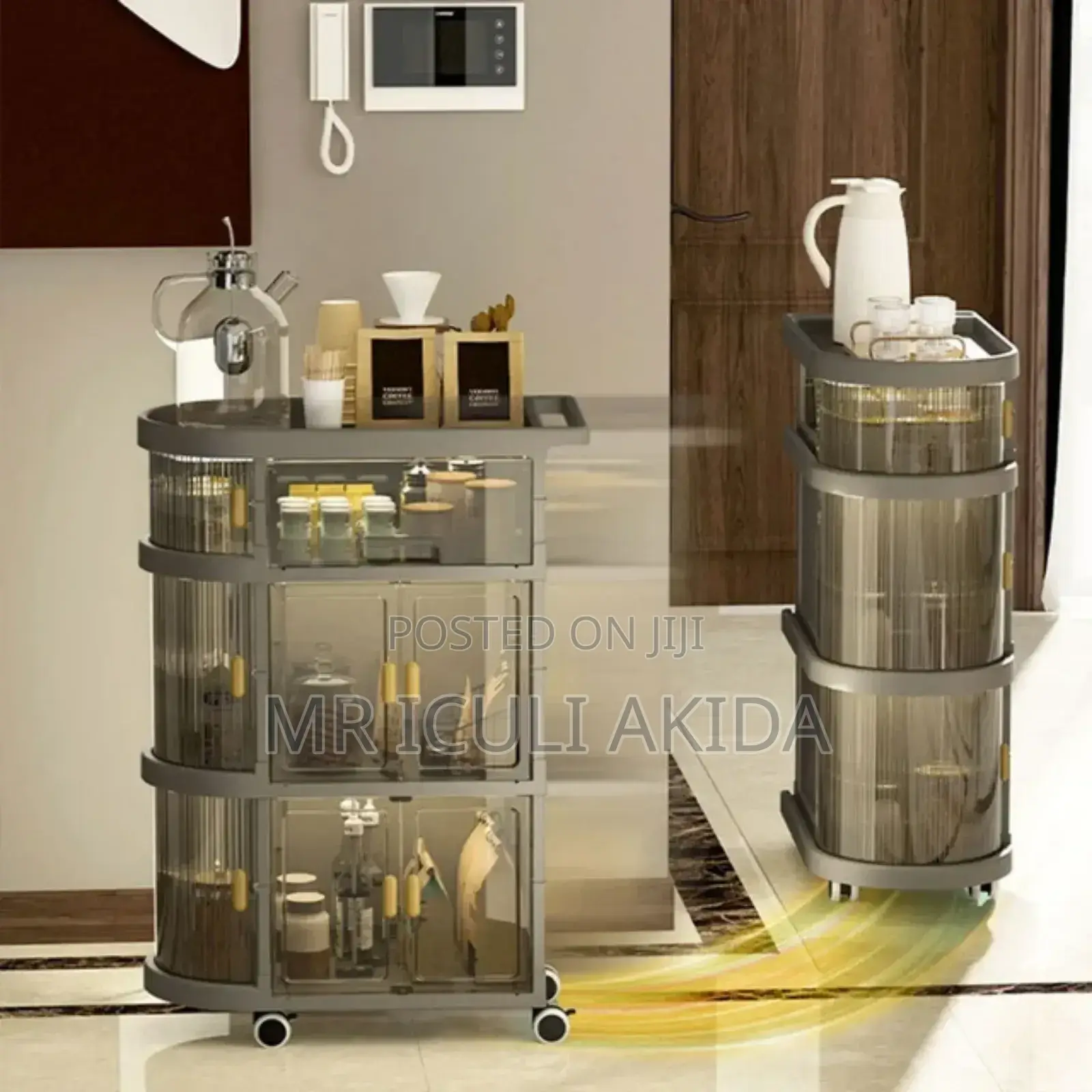 Multi-Tier Plastic Foldable Wheeled Baby Carts Storage Rack