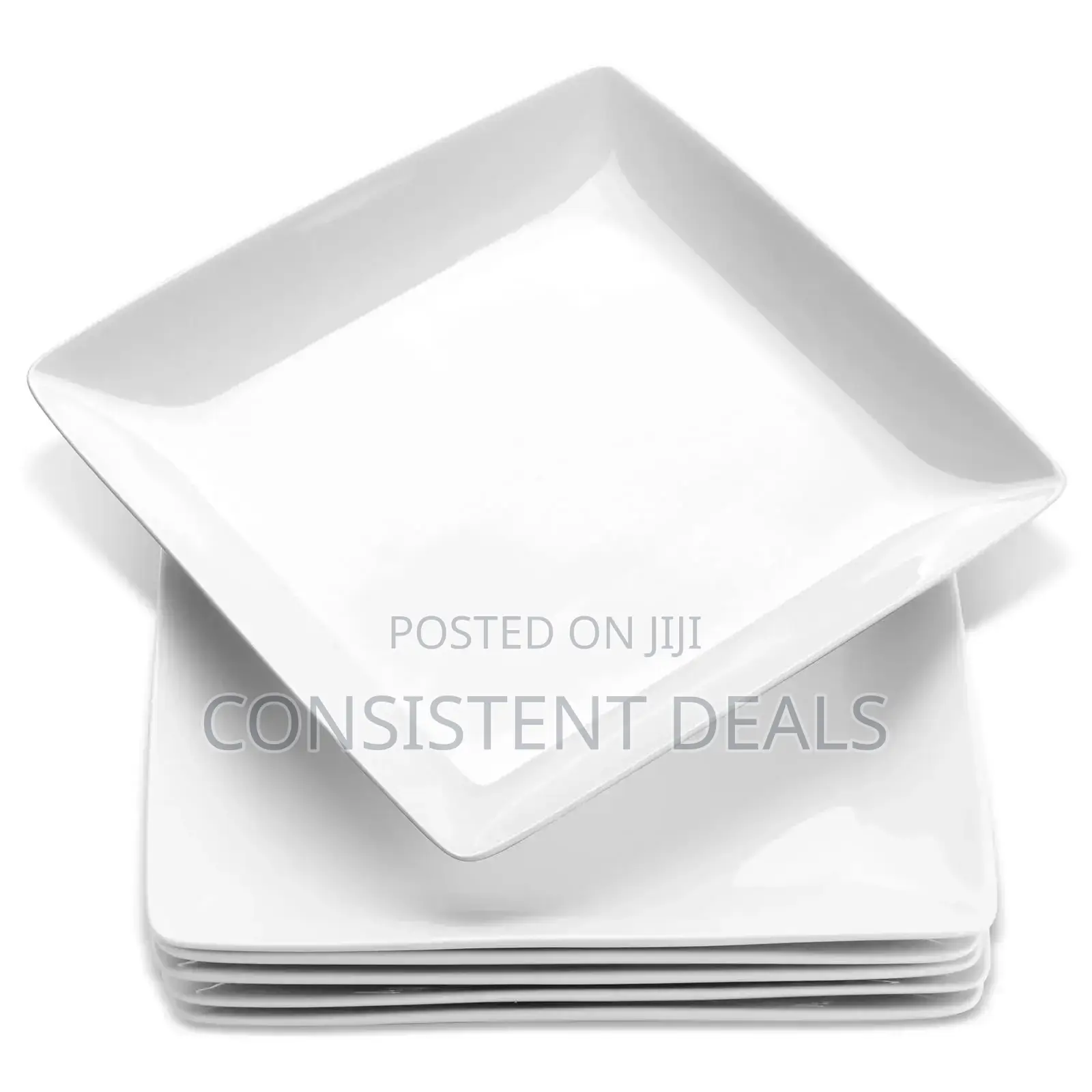 6 Piece Square Porcelain White Plates