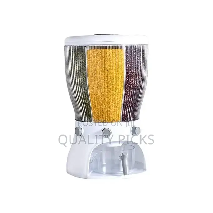 4 Grid Rotating Cereal Food Rice Bucket Storage Dispenser