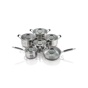 12 Pieces Stainless Steel Saucepans Cookware Pots Pans