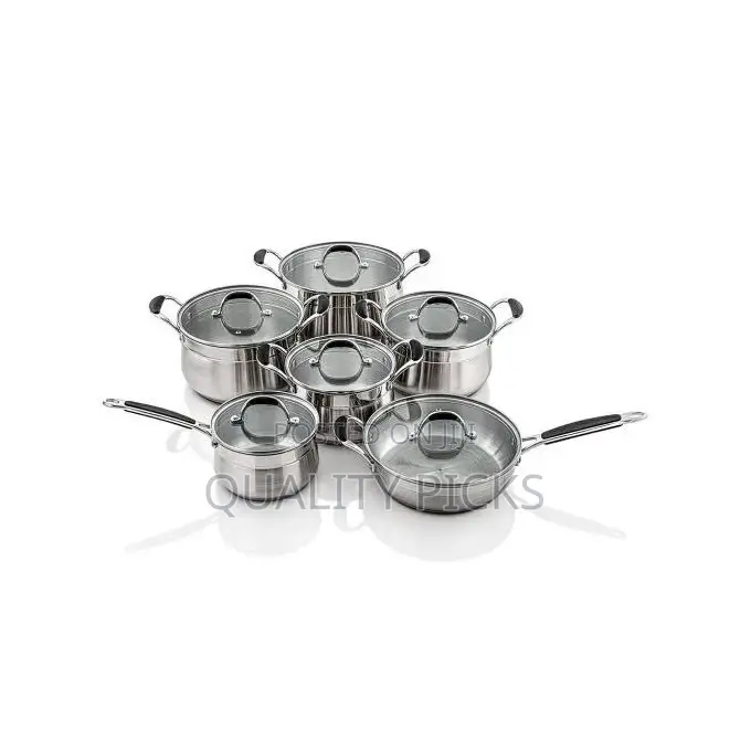 12 Pieces Stainless Steel Saucepans Cookware Pots Pans