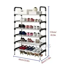 6 Layer Stainless Steel Stackable Shoes Rack Organizer Stand