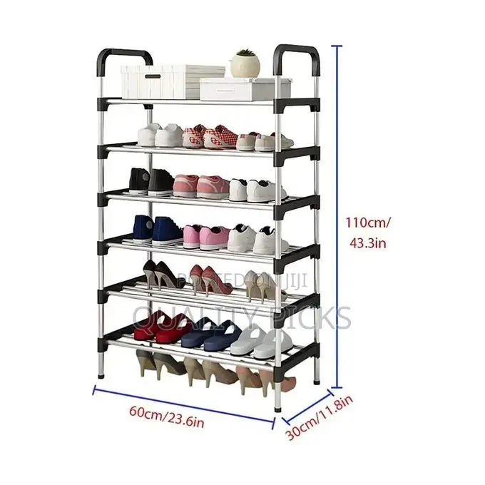 6 Layer Stainless Steel Stackable Shoes Rack Organizer Stand