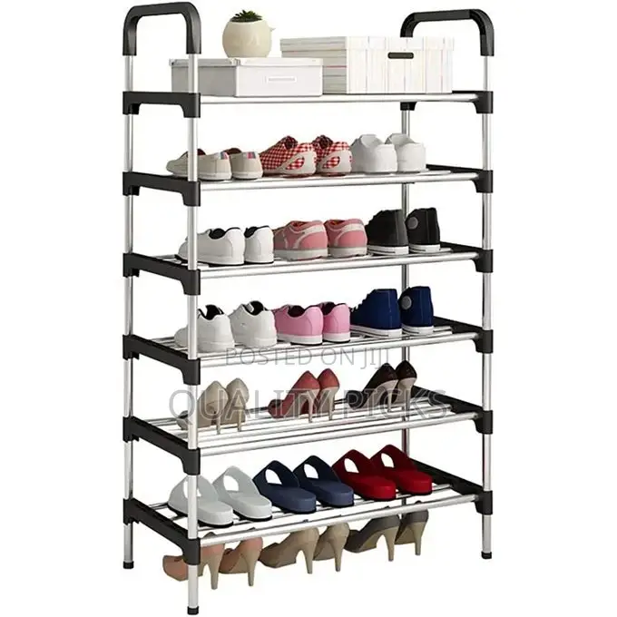 6 Layer Stainless Steel Stackable Shoes Rack Organizer Stand