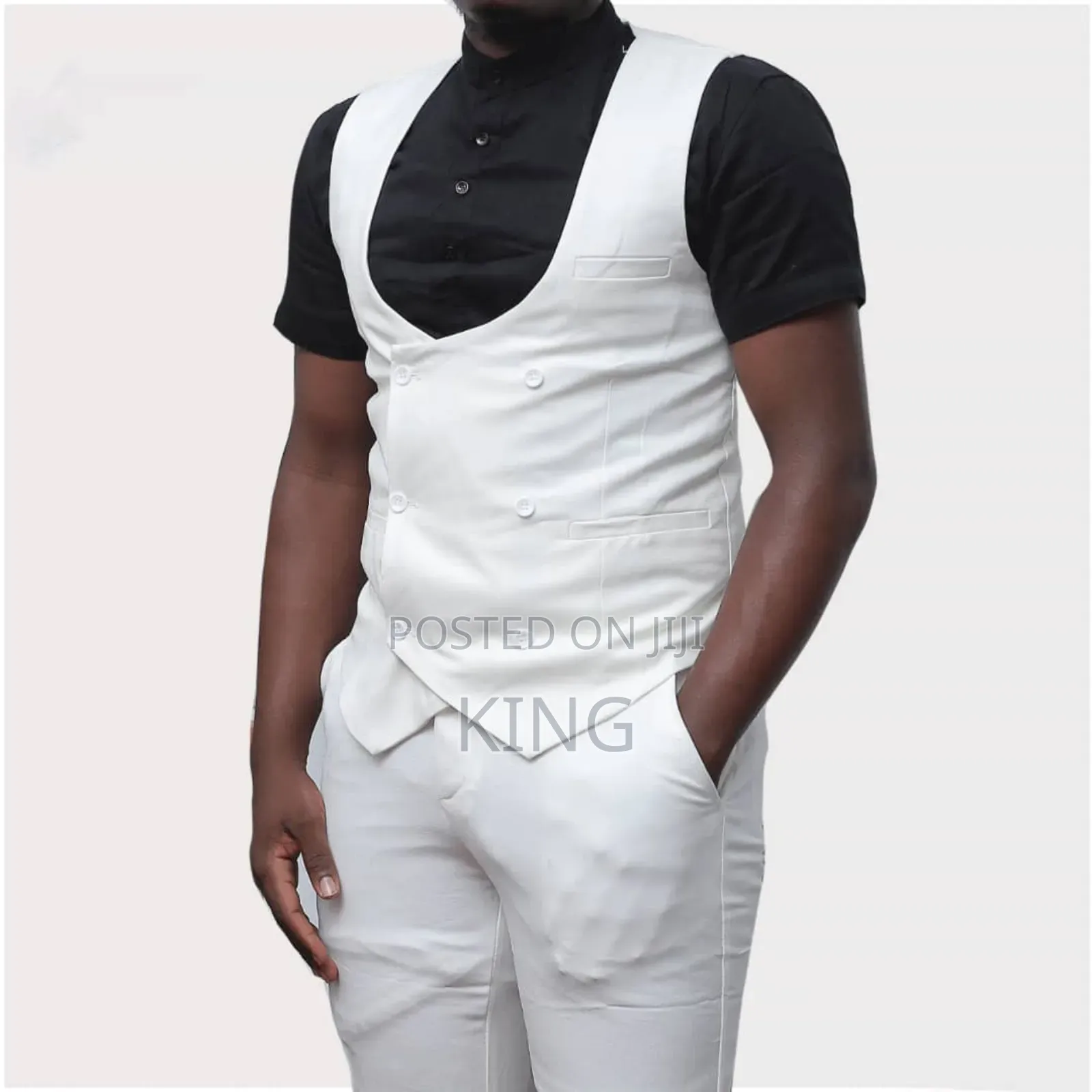 White Regular Fit Check Suit Waistcoat